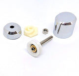 1 x Duschtürrolle /Rollen/ Räder / Läufer kleiner Raddurchmesser 19mm MS2 Weißes oder Chrom-Finish.