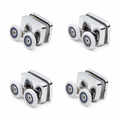 4er-Pack (2x oben und 2x unten) x Duschkabinenrollen/Laufschienen, 23 mm Durchmesser, F23