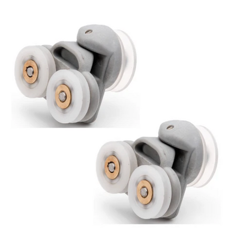 2 x doppelte Ersatzduschtürrollen/Läufer/Räder 19 mm Raddurchmesser gekerbtes Rad L3